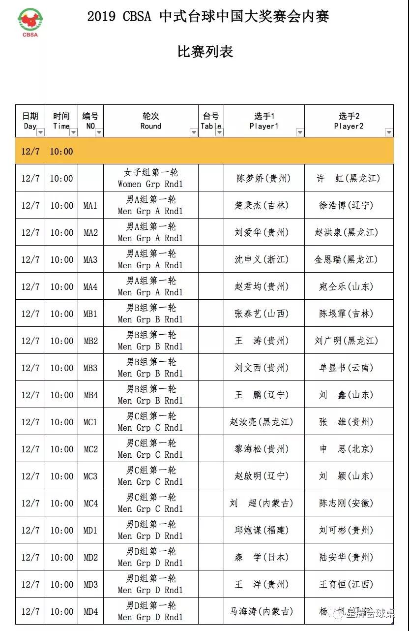 CBSA星牌杯中式台球中国大奖赛会内赛日程表